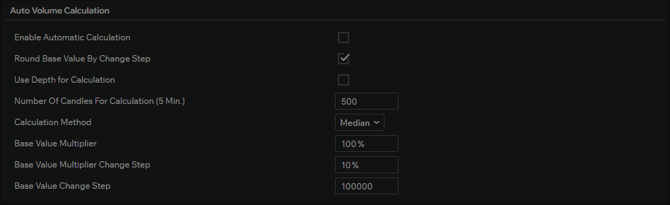 Semi-automatic order book auto-calculation settings