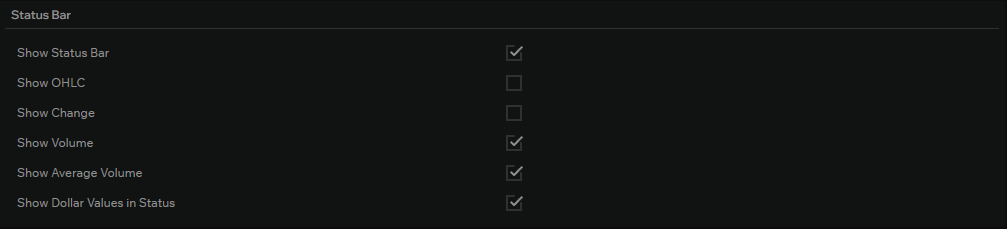 Chart status bar