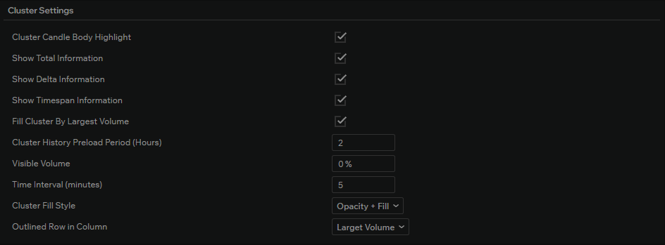 Cluster settings
