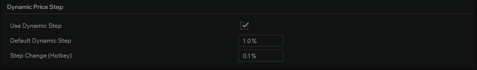 Dynamic price step settings