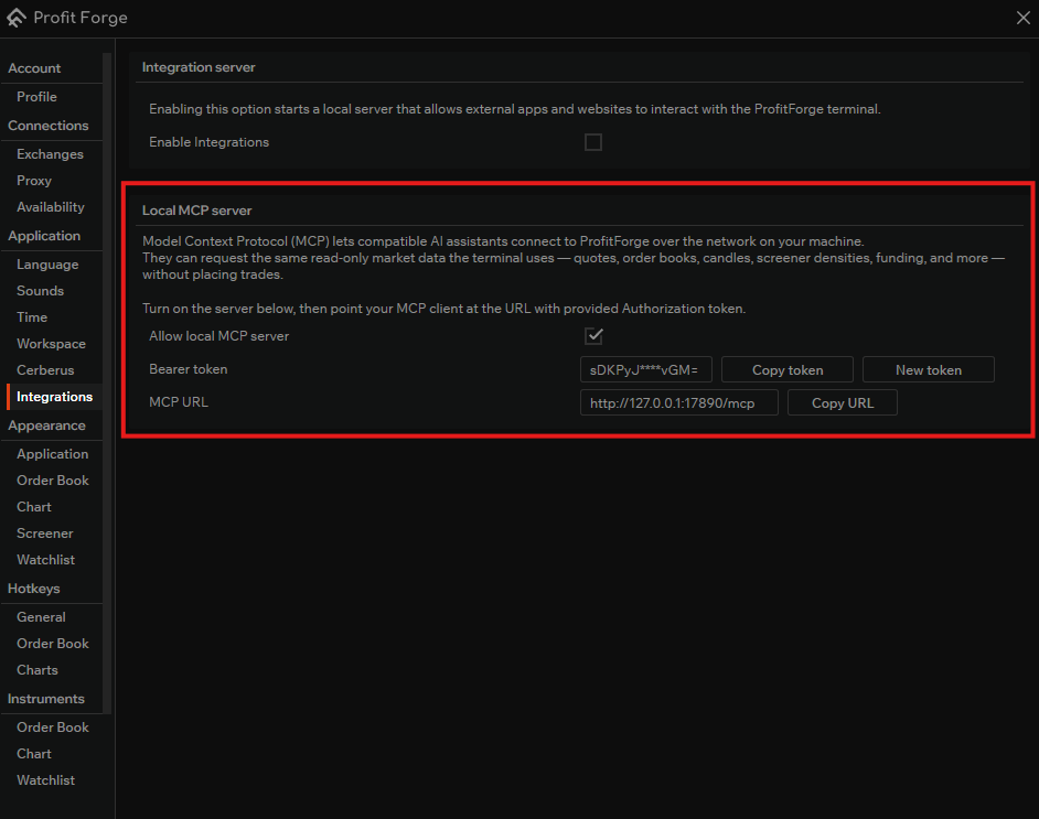 Local MCP server in settings — English