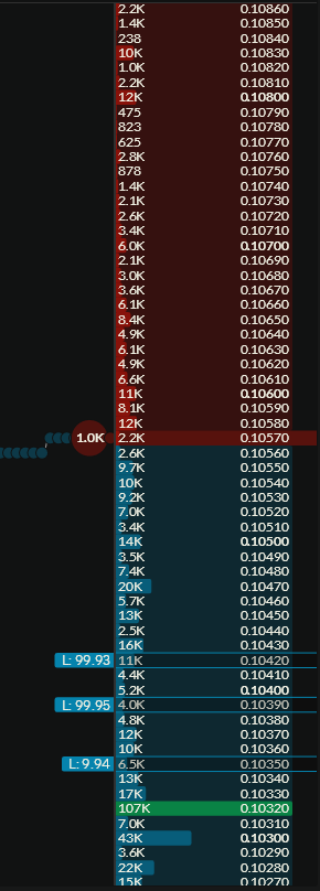 Order book — volumes, liquidity highlighting and positions