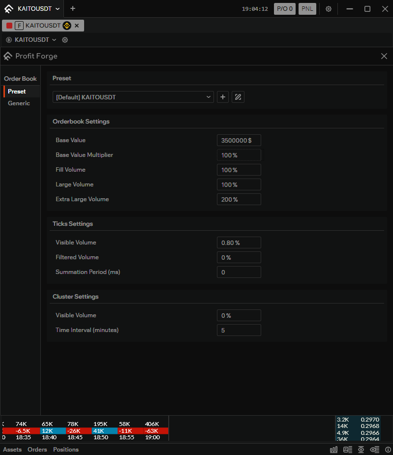 Local order book settings