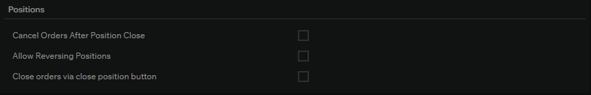 Position settings in the order book