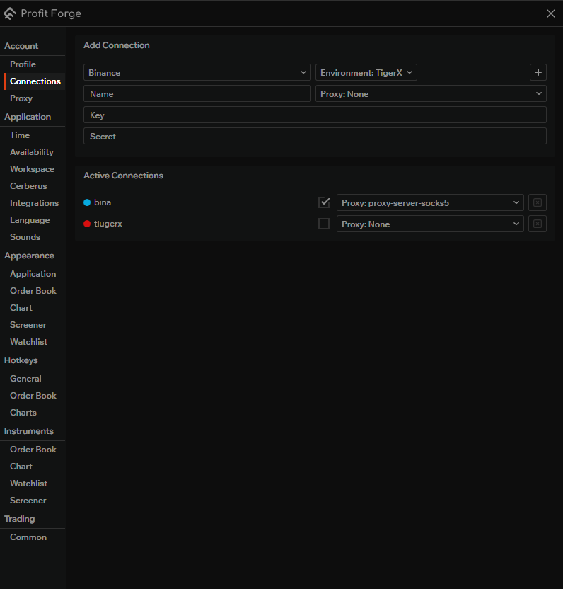 Connections — choosing proxy for a key