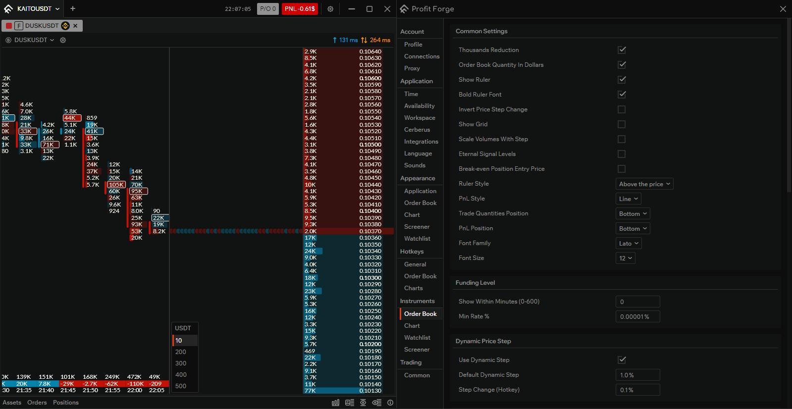 General order book settings