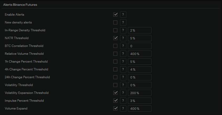 Alerts Binance Futures